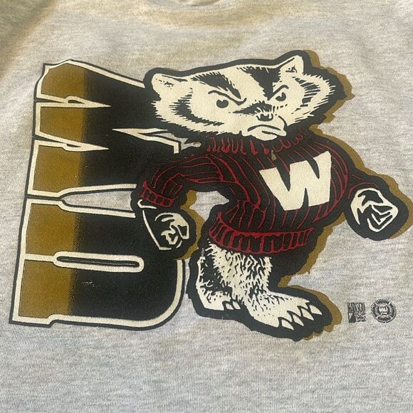 Vintage Wisconsin Badgers Sweatshirt RARE Crewneck Gray Varsity size Large - Picture 9 of 9